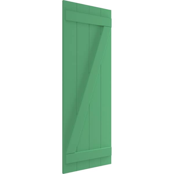 True Fit PVC, Four Board Joined Board-n-Batten Shutters W/Z-Bar, Lilly Pads , 21 1/2W X 62H